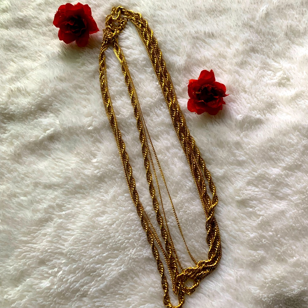Vintage Vendome Three Strand Chain Necklace- Signed 69$
